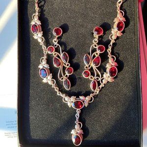 925 silver Garnet earrings and necklace